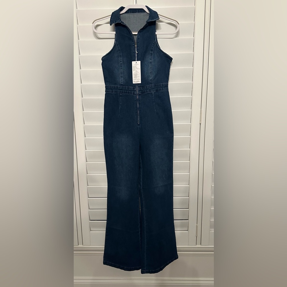 Denim Sleeveless Jumpsuit, New with Tags